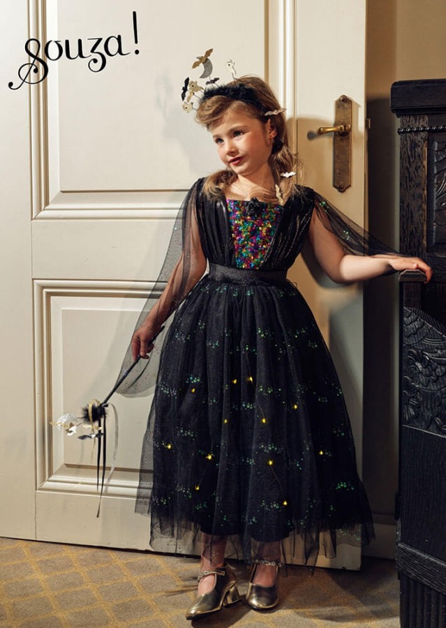 Kostium sukienka tiulowa z cekinami i lampkami LED czarownica Agatha / Souza!