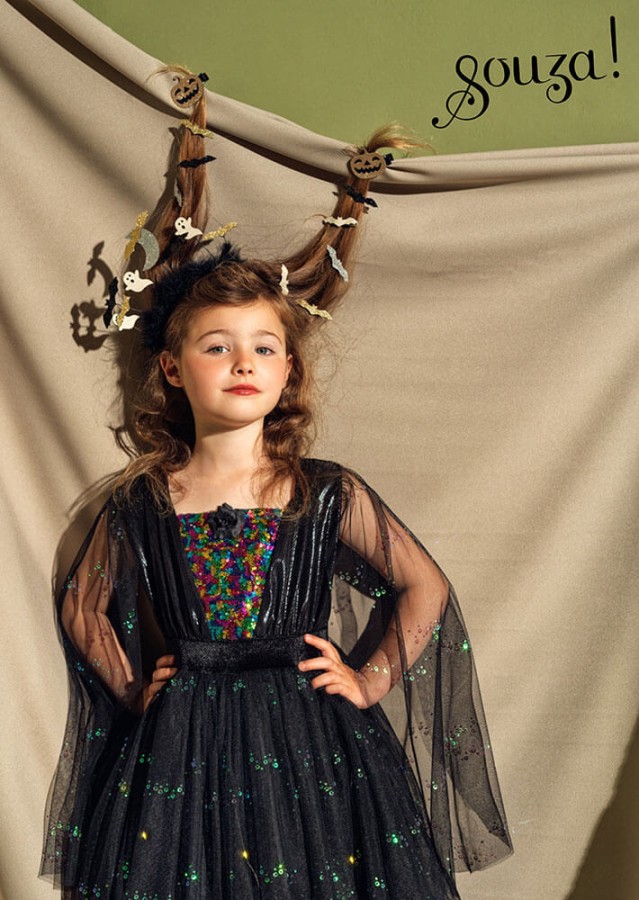 Kostium sukienka tiulowa z cekinami i lampkami LED czarownica Agatha / Souza!