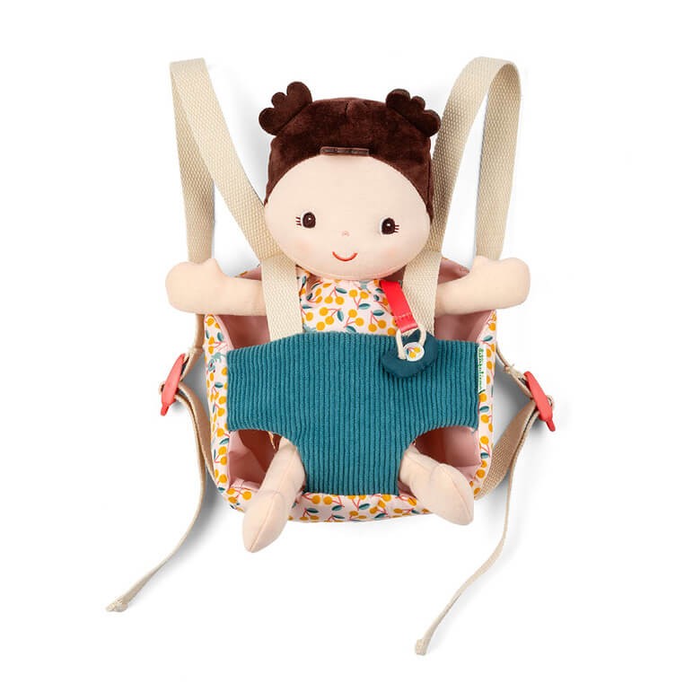 Lalka dzidziuś w nosidełku i z czapeczką Jeanne 18 m+ / Lilliputiens