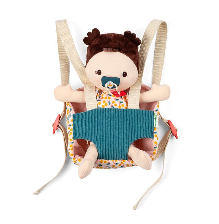 Lalka dzidziuś w nosidełku i z czapeczką Jeanne 18 m+ / Lilliputiens