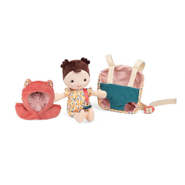Lalka dzidziuś w nosidełku i z czapeczką Jeanne 18 m+ / Lilliputiens