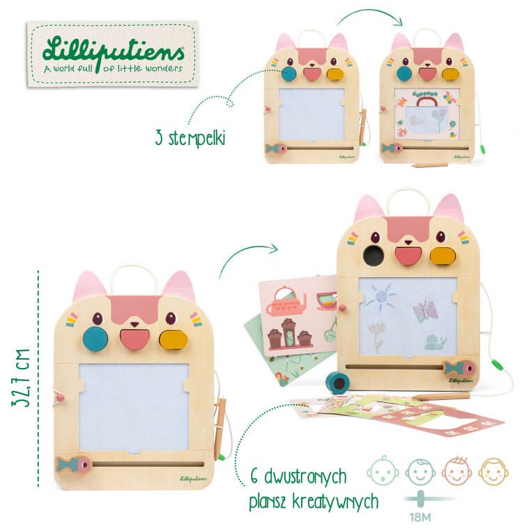 Drewniana tablica - znikopis Kotka Jeanne 18m+ / Lilliputiens