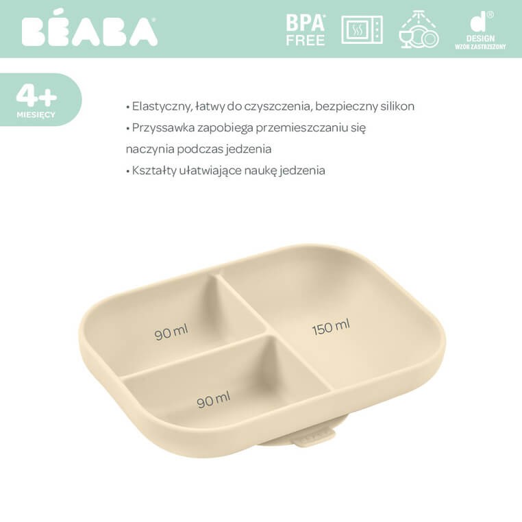 Silikonowy trójdzielny talerz z przyssawką Clay / Beaba