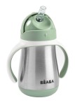 Butelka - kubek niekapek stalowa ze słomką 250 ml - Sage green / Beaba