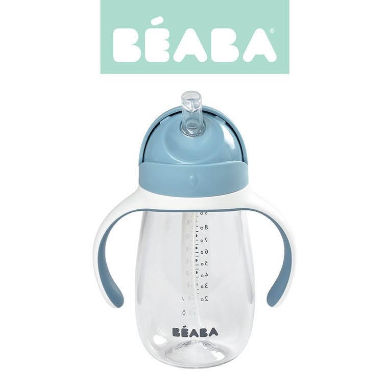 Bidon tritanowy ze słomką, 300 ml - windy blue / Beaba