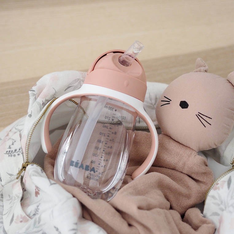 Bidon tritanowy ze słomką, 300 ml - windy blue / Beaba