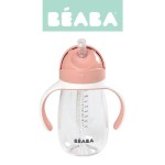 Bidon tritanowy ze słomką, 300 ml - old pink / Beaba