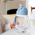 Bidon tritanowy ze słomką, 300 ml - old pink / Beaba