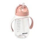 Bidon tritanowy ze słomką, 300 ml - old pink / Beaba