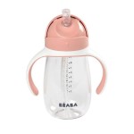 Bidon tritanowy ze słomką, 300 ml - old pink / Beaba