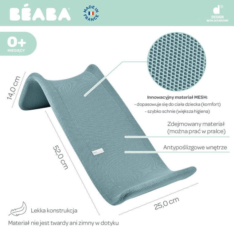 Leżaczek – wkładka do kąpieli dla niemowląt Baltic blue / Beaba