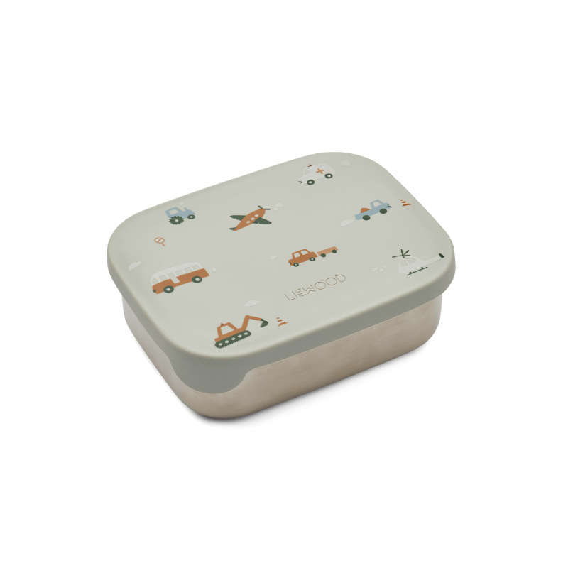 Lunchbox z przegródkami Arthur - Vehicles, Dove blue mix / Liewood
