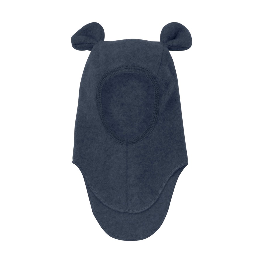 Kominiarka 100% wełny merino z uszkami misia - Navy Melange / HUTTEliHUT
