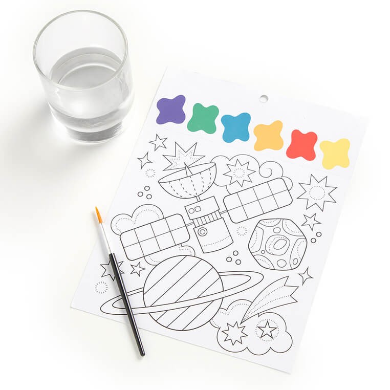 Kolorowanka akwarelowa z pędzelkiem Kosmos 5+ / Mudpuppy