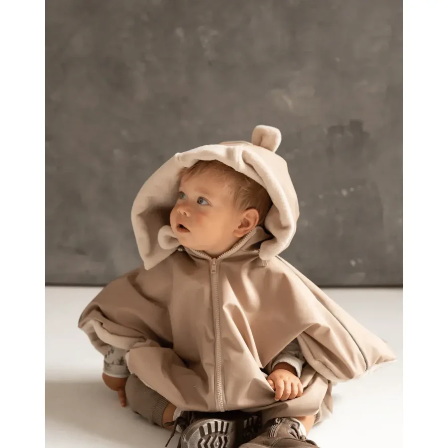 Ponczo samochodowe Merino Beżowe 1-3 lat / piapimo