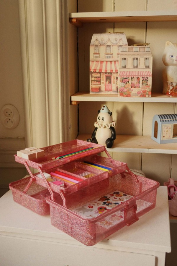 Kuferek małego artysty - glitter rose / Konges slojd