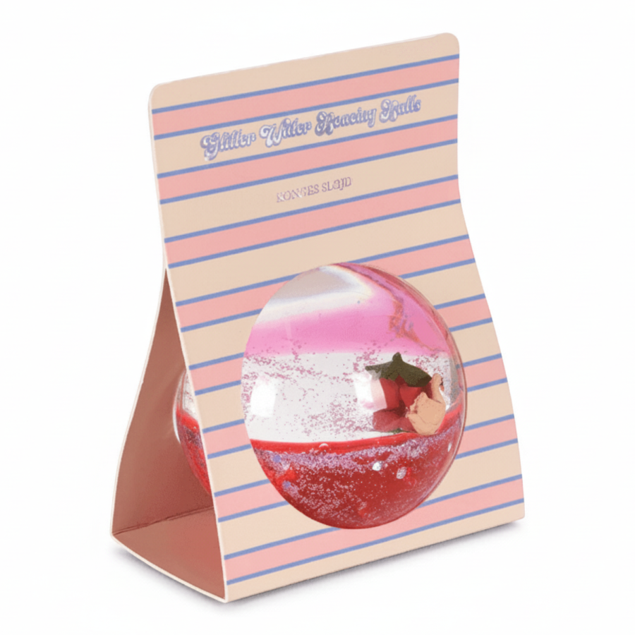 Duża piłeczka brokatowa z figurkami - cherry / Konges slojd