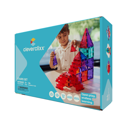 Klocki magnetyczne ze schodami - Stairs Set Intense 34 el. / Cleverclixx