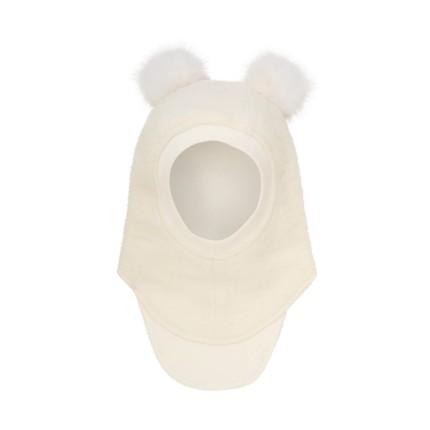 Kominiarka z pomponami z futra alpaki - Tofu / HUTTEliHUT