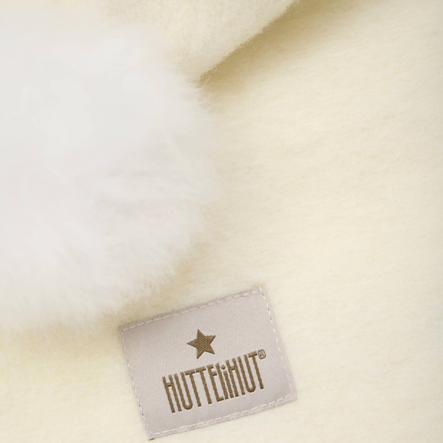 Kominiarka z pomponami z futra alpaki - Tofu / HUTTEliHUT