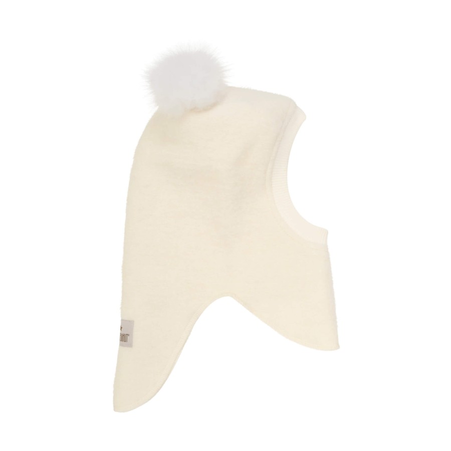 Kominiarka z pomponami z futra alpaki - Tofu / HUTTEliHUT