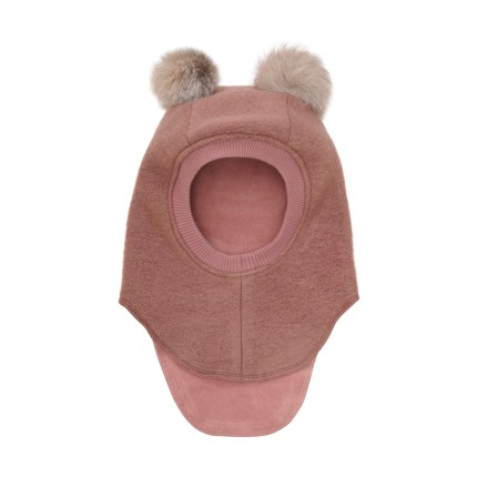 Kominiarka z pomponami z futra alpaki - Burlwood / HUTTEliHUT