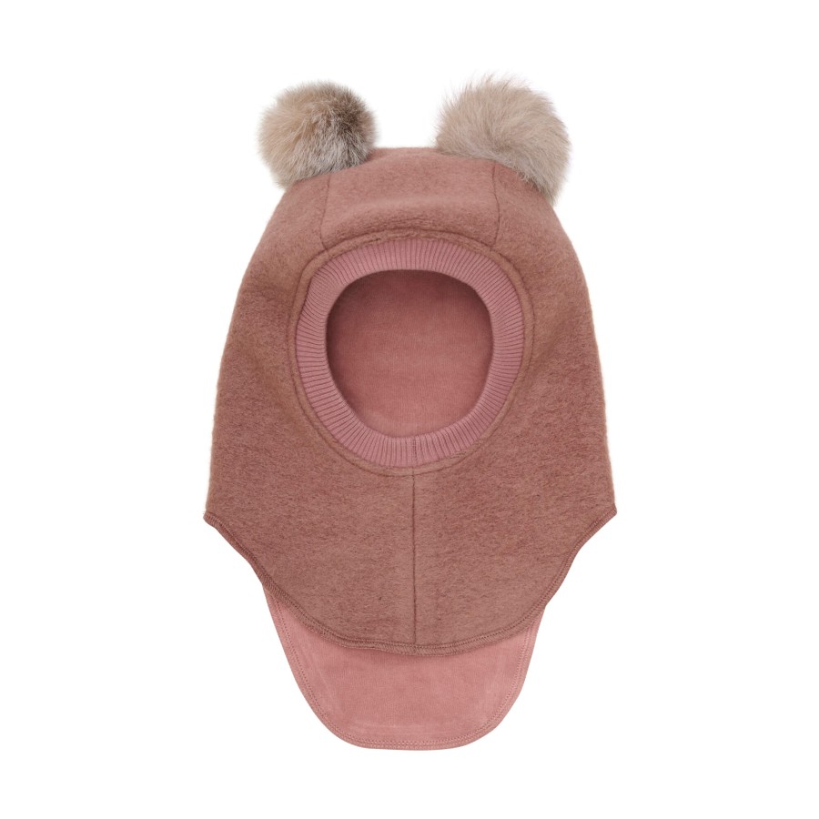 Kominiarka z pomponami z futra alpaki - Burlwood / HUTTEliHUT