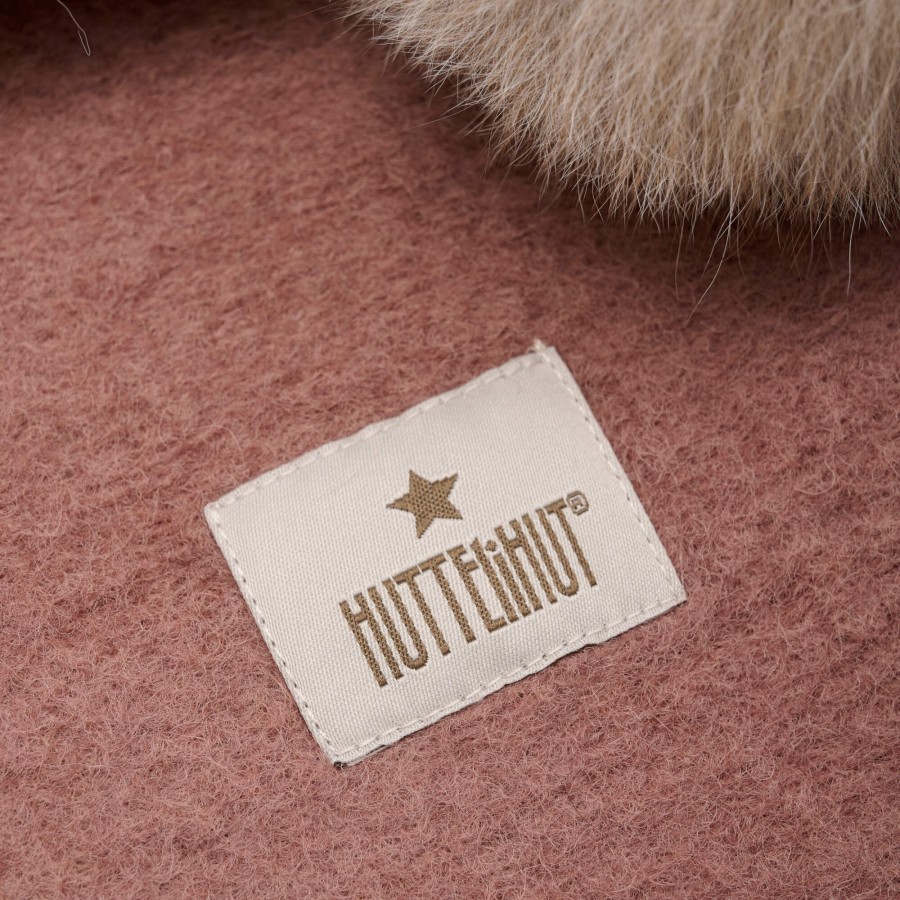 Kominiarka z pomponami z futra alpaki - Burlwood / HUTTEliHUT