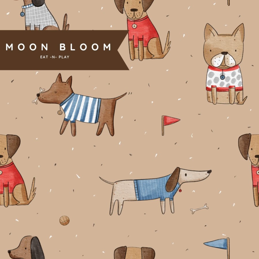Śliniak z rękawami Happy Puppy / Moon Bloom