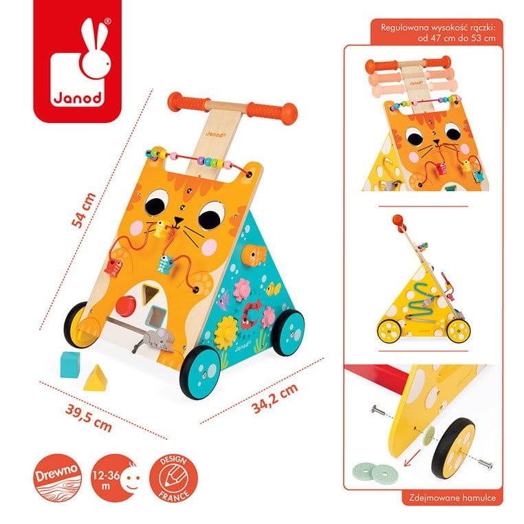 Wielofunkcyjny pchacz edukacyjny Kot / Janod