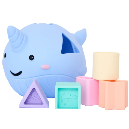 Sorter kształtów silikonowy wieloryb PASTEL / Jellystone