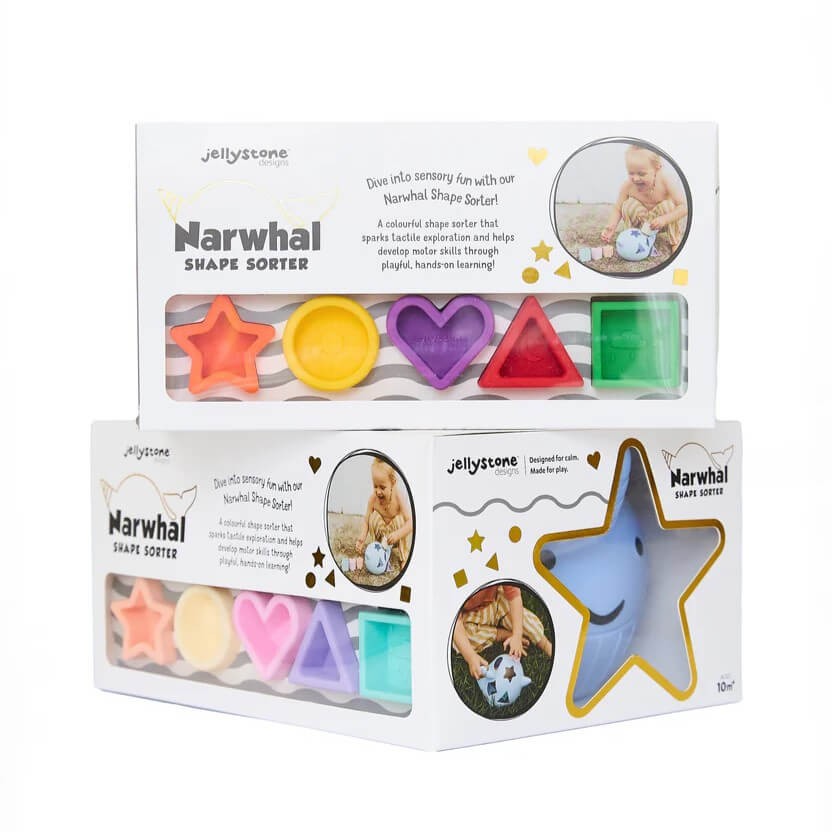 Sorter kształtów silikonowy wieloryb PASTEL / Jellystone