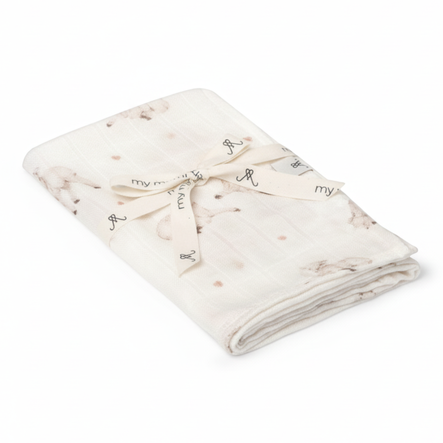 Bambusowa pieluszka muślinowa 65x65 - little sheeps / My Memi