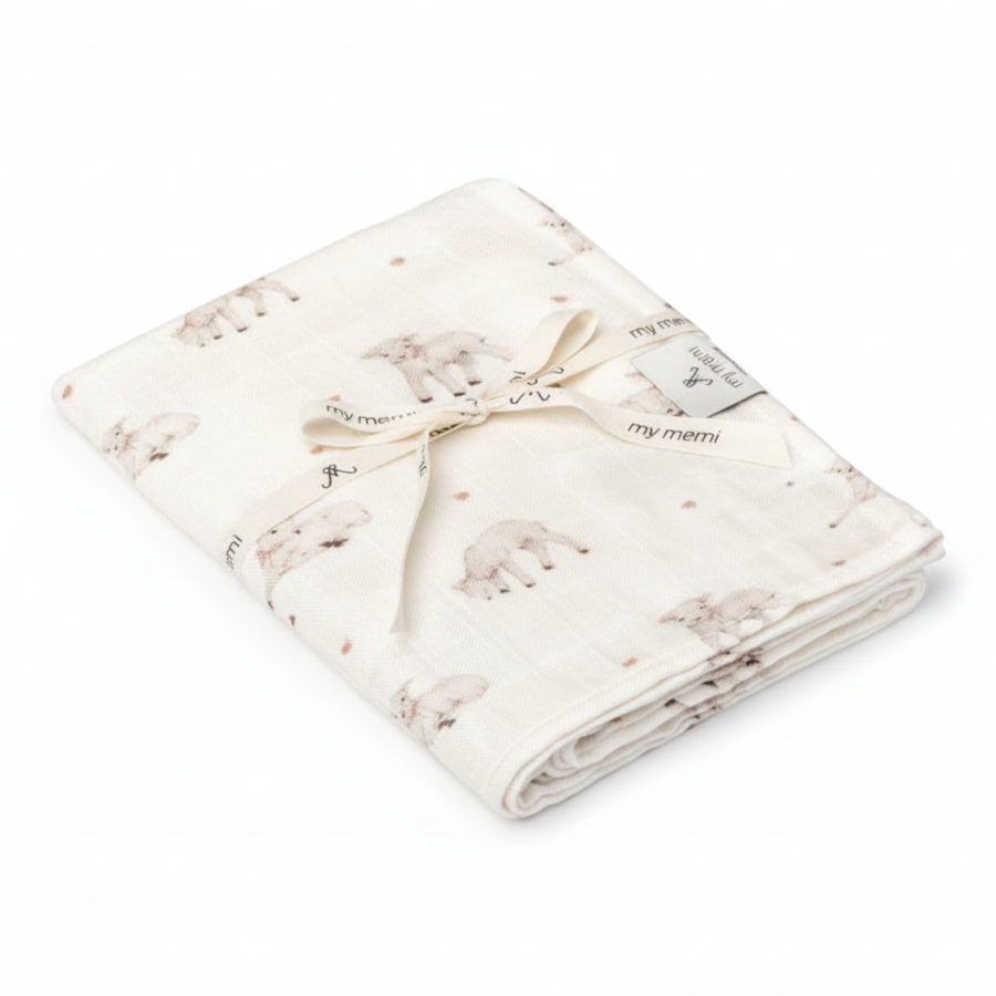 Bambusowy otulacz muślinowy 120x120 - little sheeps / My Memi