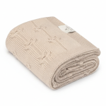 Kocyk ze 100% wełny merino warm beige Floral - premium collection / My Memi