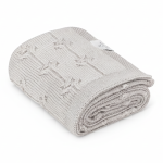 Kocyk ze 100% wełny merino light grey Floral - premium collection / My Memi