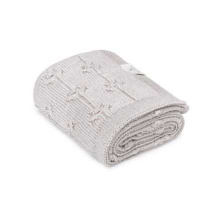 Kocyk ze 100% wełny merino light grey Floral - premium collection / My Memi