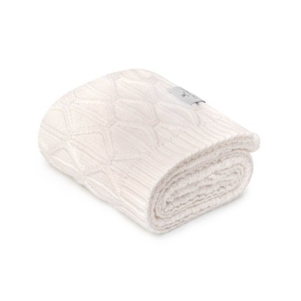 Ciepły kocyk ze 100% wełny merino cream Wave - premium collection / My Memi