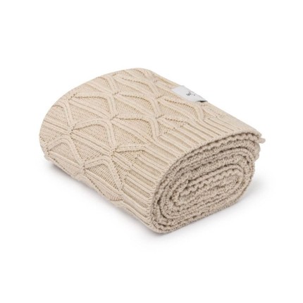 Ciepły kocyk ze 100% wełny merino warm beige Wave - premium collection / My Memi