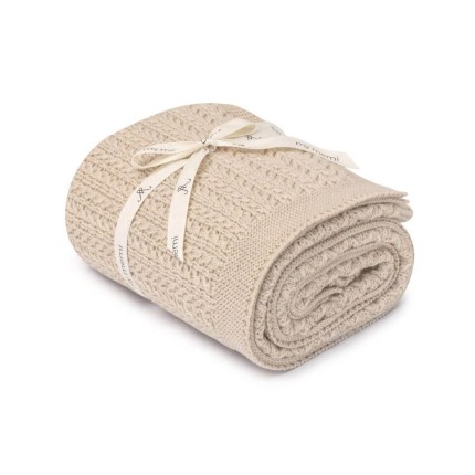 Otulacz ze 100% wełny merino warm beige Leaves - premium collection / My Memi