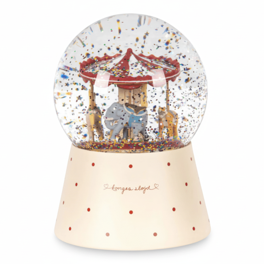 Szklana kula z karuzelą i brokatem - multi / Konges Slojd
