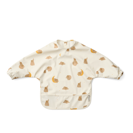 Wodoodporny śliniak z rękawkami Merle - elephant, creme de la creme / Liewood