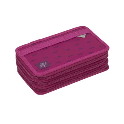 Potrójny piórnik – etui z wyposażeniem Unique, speckles berry / Lassig