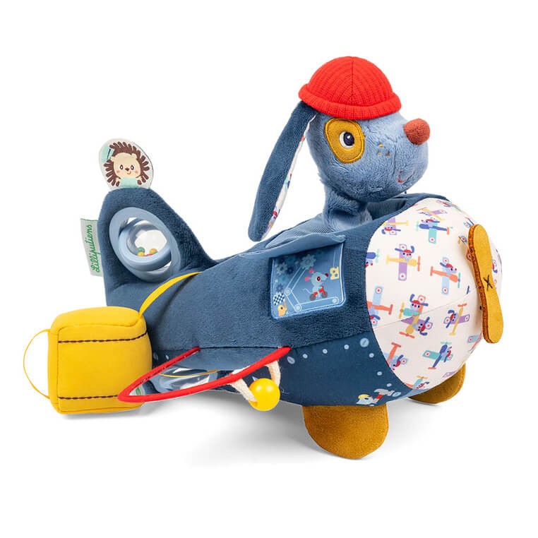 Przytulanka aktywizująca wielofunkcyjna Samolot Piesek Jules 9 m+ / Lilliputiens