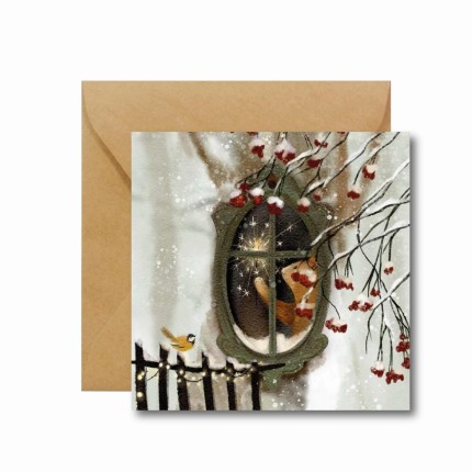 Kartka świąteczna MIŚ W OKNIE / Hi Little
