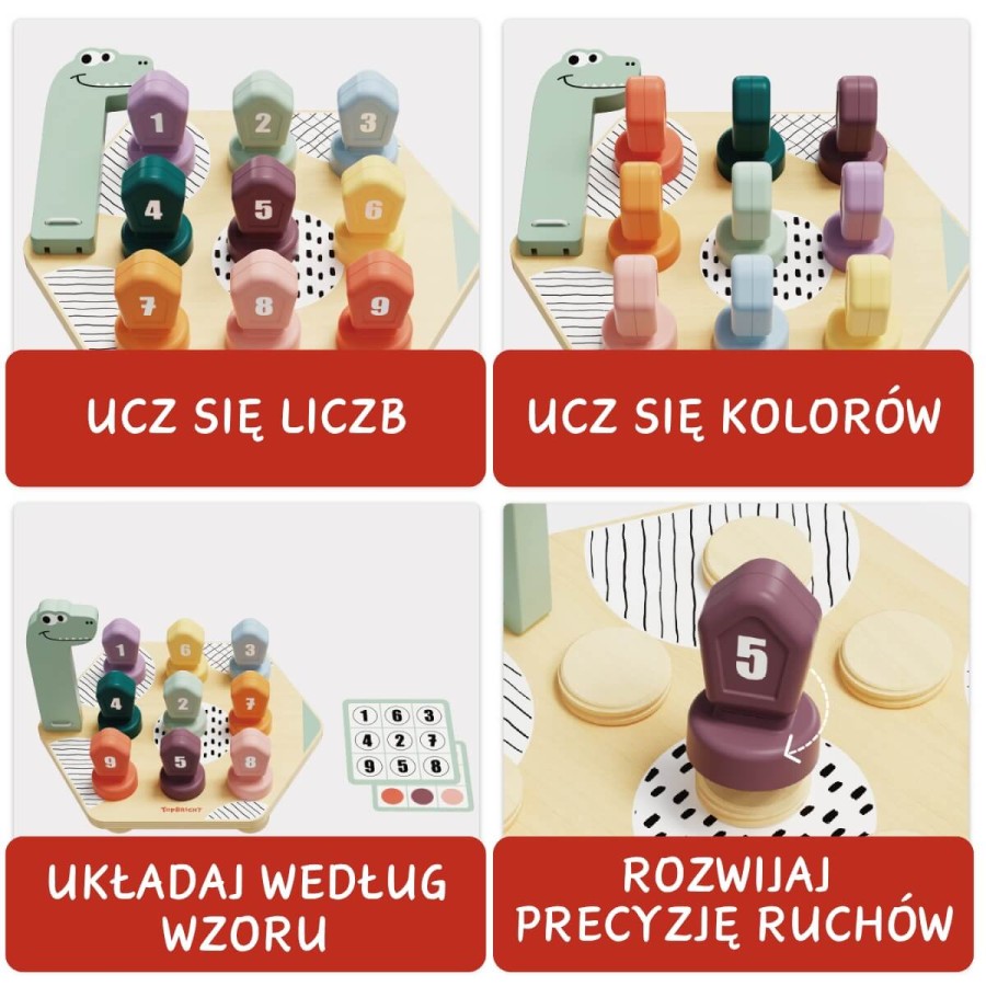 Gra do nauki kolorów i liczb Dino, 36m+ / TOPBRIGHT