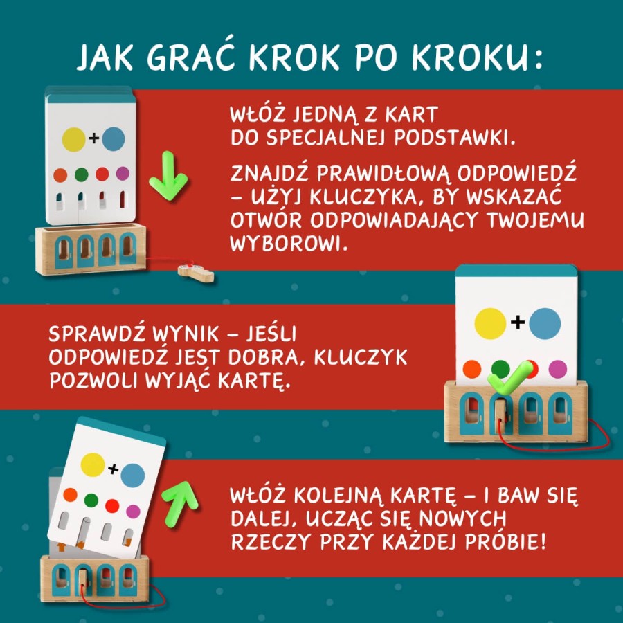 Logiczne łamigłówki, edukacyjna gra karciana z kluczem 36m+, 3 poziomy trudności / TOPBRIGHT