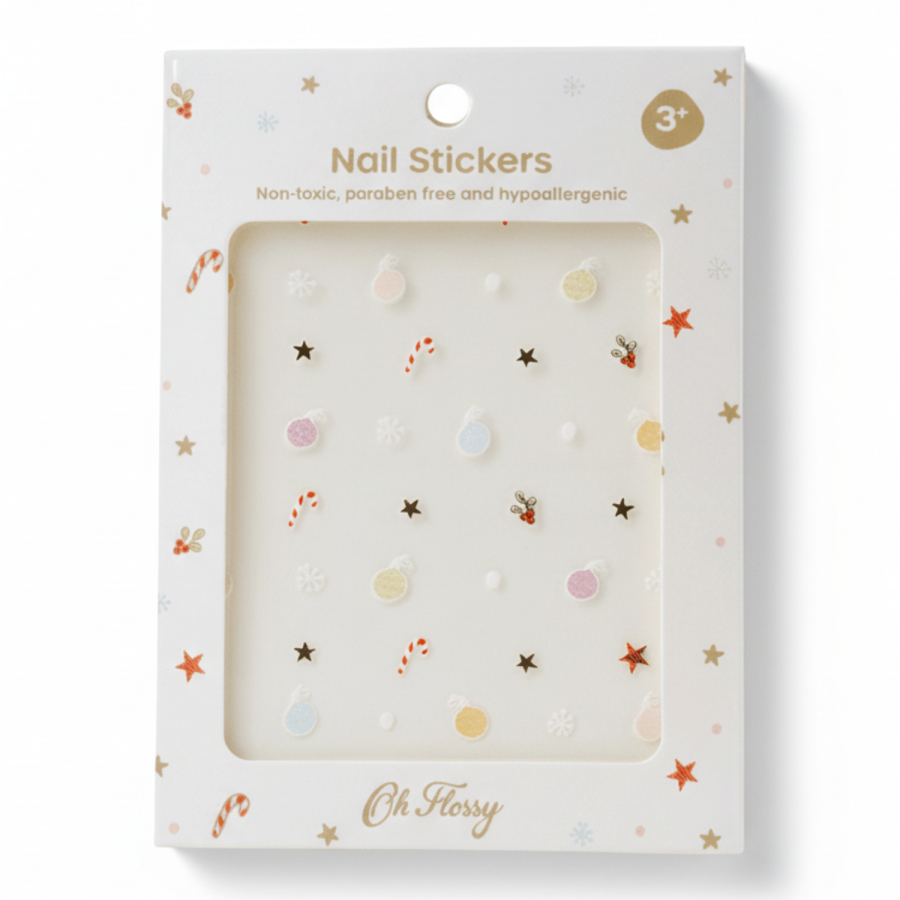 Naklejki na paznokcie dla dzieci - ŚWIĄTECZNE, hipoalergiczne / Oh Flossy