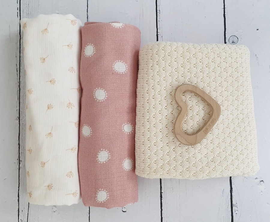 Kocyk bambusowy BUBBLE cream / Pink no More