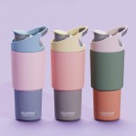 Butelka termiczna ze słomką Cosmic, 1L - pastelowy zielony / Asobu